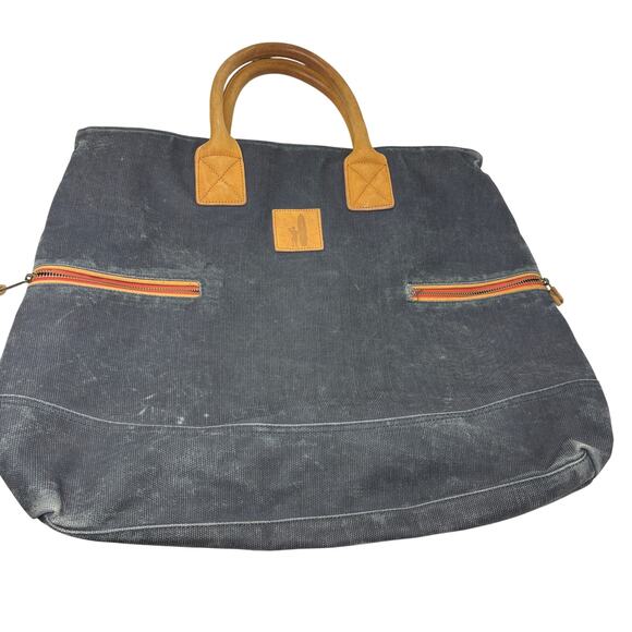 Johnnie-O Canvas Tote Bag Blue Casual Travel Beach - Picture 1 of 8